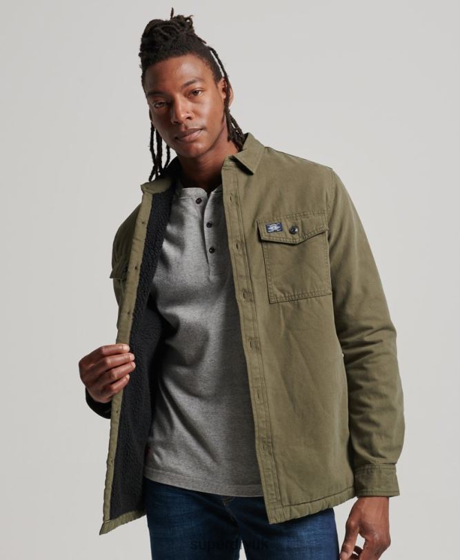 Borg Lined Miller Overshirt Men Green Clothing Superdry 66N8N163