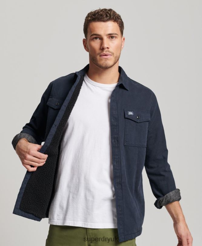 Borg Lined Miller Overshirt Men Navy Clothing Superdry 66N8N143