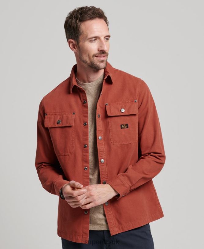 Canvas Overshirt Men Brown Clothing Superdry 66N8N141