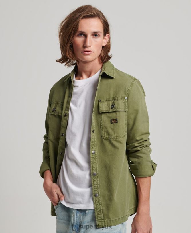 Canvas Overshirt Men Khaki Clothing Superdry 66N8N142