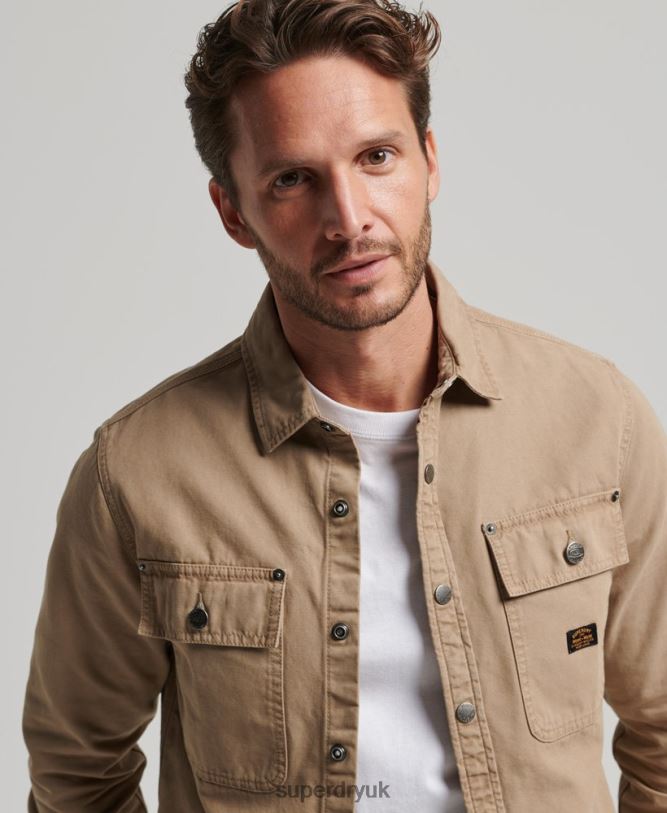 Canvas Overshirt Men Tan Clothing Superdry 66N8N140