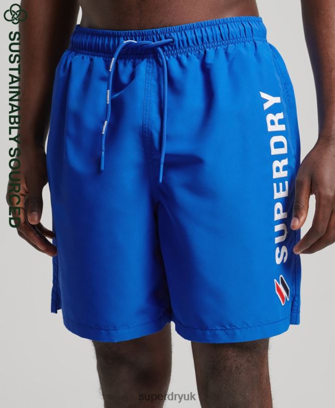 Applique 19 inch Recycled Swim Shorts Men Blue Clothing Superdry 66N8N433