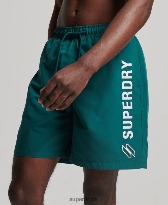 Applique 19 inch Recycled Swim Shorts Men Green Clothing Superdry 66N8N452