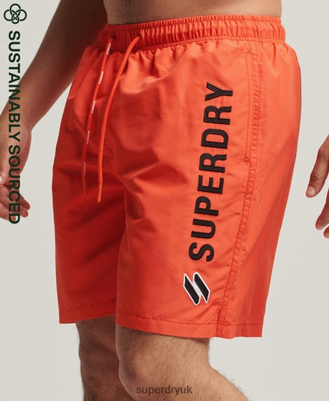 Applique 19 inch Recycled Swim Shorts Men Orange Clothing Superdry 66N8N430