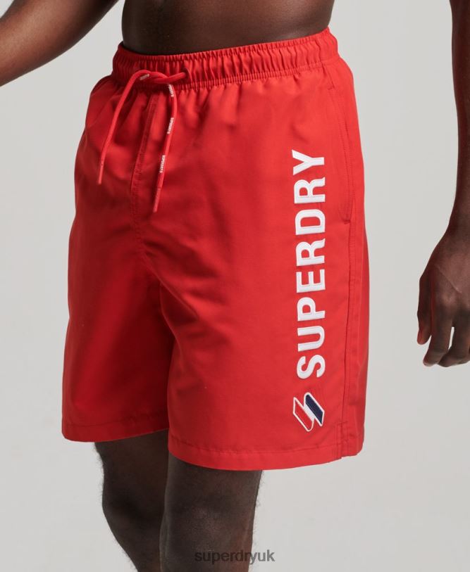 Applique 19 inch Recycled Swim Shorts Men Red Clothing Superdry 66N8N422