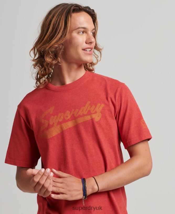 Athletic City Script T-Shirt Men Red Clothing Superdry 66N8N4894