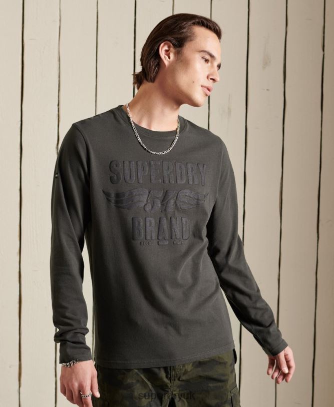 Black Out Long Sleeve Top Men Dark Grey Clothing Superdry 66N8N1579