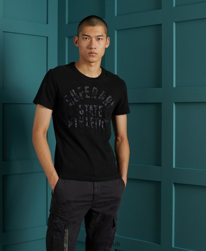 Black Out T-Shirt Men Black Clothing Superdry 66N8N4964
