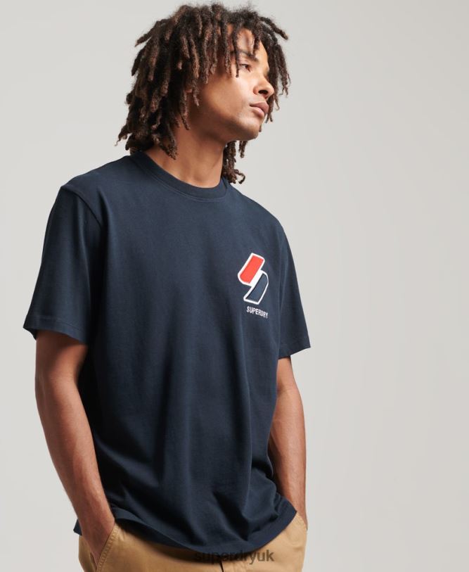 Classic Applique T-Shirt Men Navy Clothing Superdry 66N8N4926