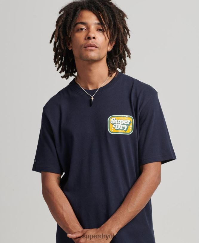 Cooper Retro 70S Graphic T-Shirt Men Navy Clothing Superdry 66N8N4811