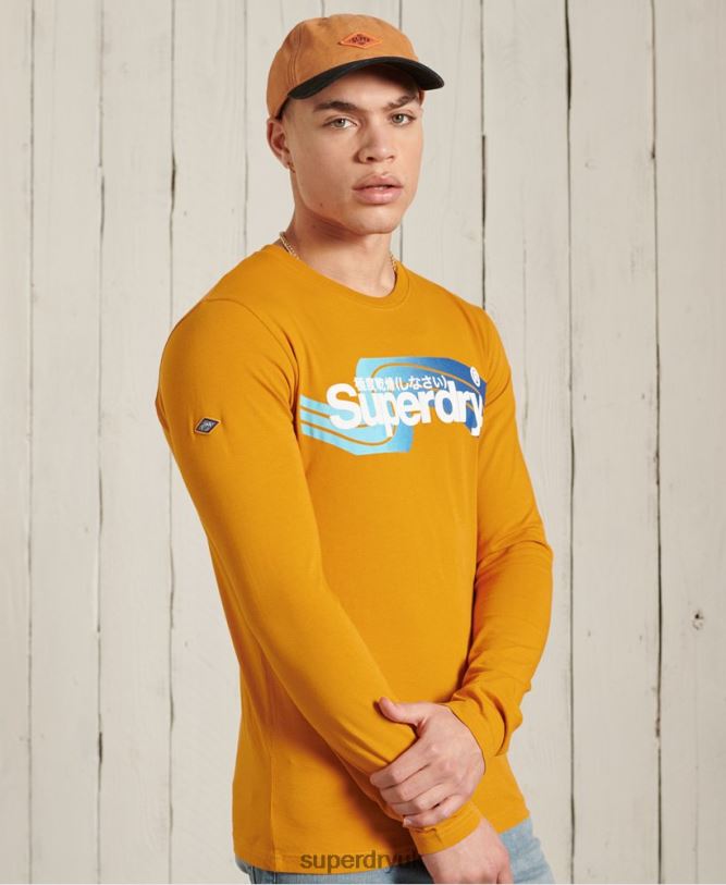Core Logo Cali Long Sleeved Top Men Gold Clothing Superdry 66N8N6444