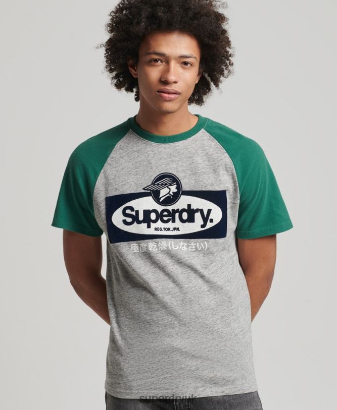 Core Logo Graphic Raglan T-Shirt Men Grey Clothing Superdry 66N8N4872