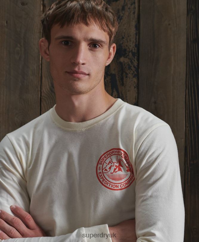 Everest Long Sleeved Top Men Cream Clothing Superdry 66N8N1572