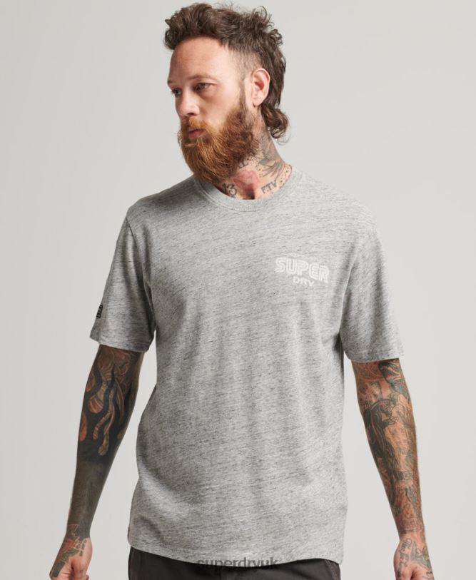 Game On 90s Logo T-Shirt Men Grey Clothing Superdry 66N8N4831