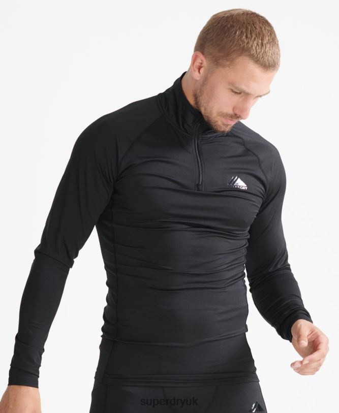 Half Zip Base Layer Men Black Clothing Superdry 66N8N1399