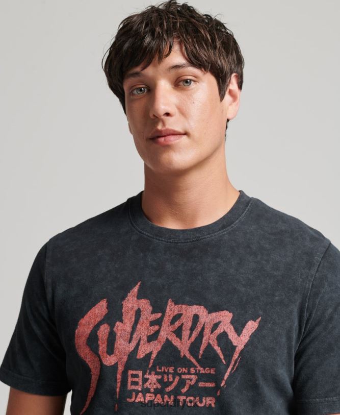 Indie T-Shirt Men Black Clothing Superdry 66N8N4867