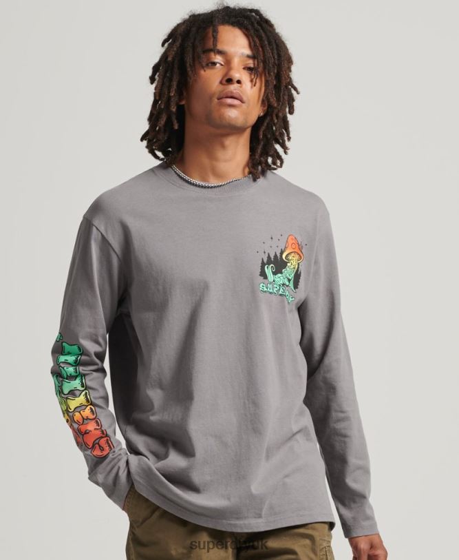 Into The Woods Long Sleeve Top Men Dark Grey Clothing Superdry 66N8N1519