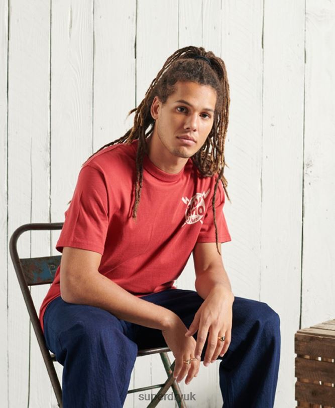 Limited Edition Dry Graphic T-Shirt Men Red Clothing Superdry 66N8N4981