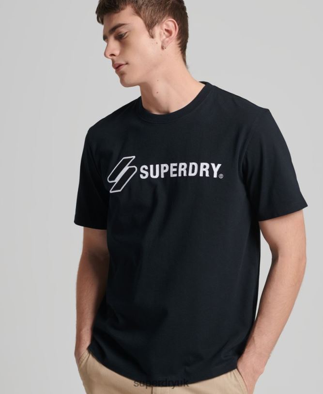 Logo Applique Loose T-Shirt Men Black Clothing Superdry 66N8N4852