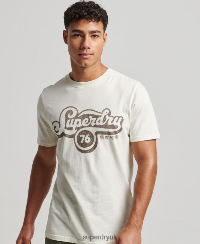 Nostalgia Script T-Shirt Men Cream Clothing Superdry 66N8N4971