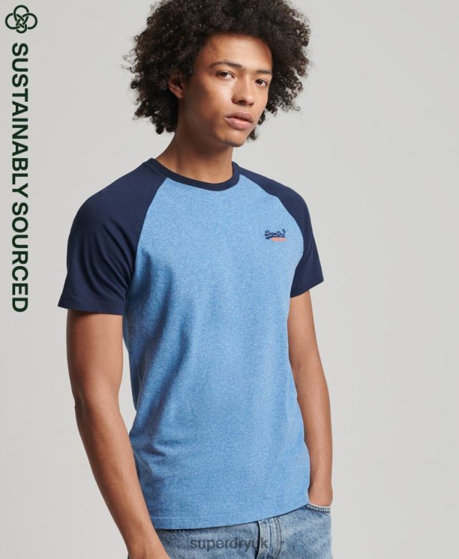 Organic Cotton Baseball T-Shirt Men Blue Clothing Superdry 66N8N4924