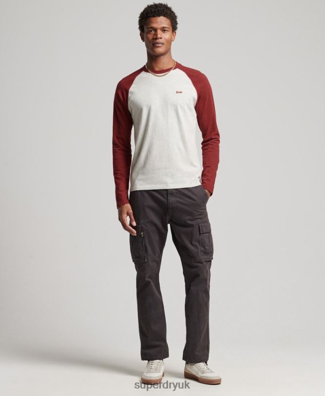 Organic Cotton Essential Long Sleeved Baseball Top Men Red Clothing Superdry 66N8N1518