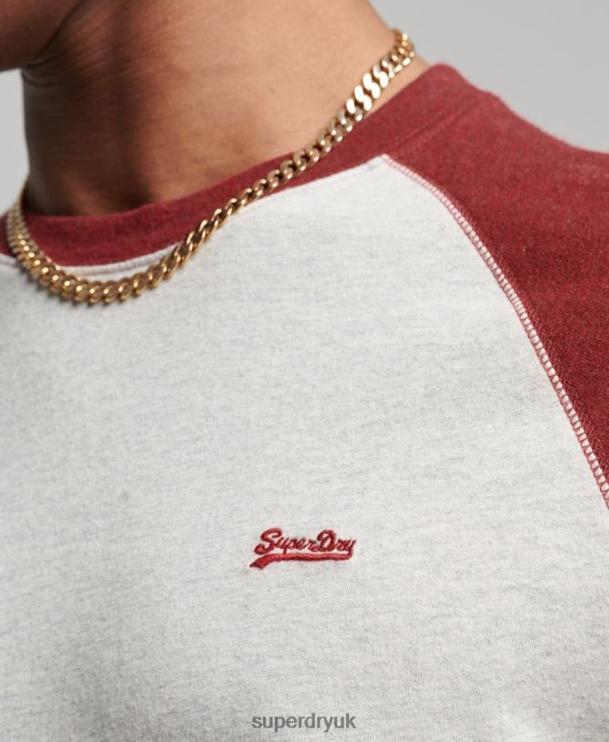 Organic Cotton Essential Long Sleeved Baseball Top Men Red Clothing Superdry 66N8N1518