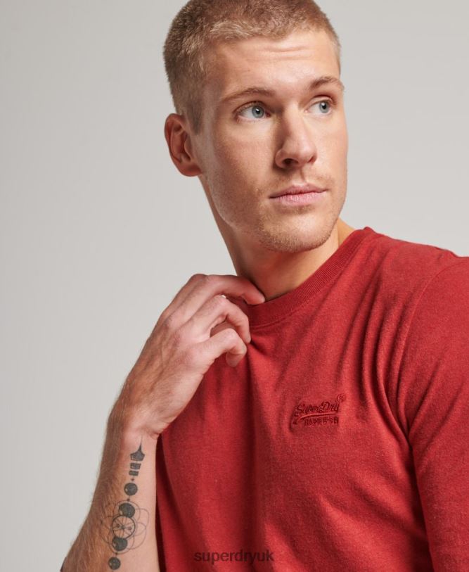 Organic Cotton Vintage Logo Embroidered Top Men Red Clothing Superdry 66N8N1515