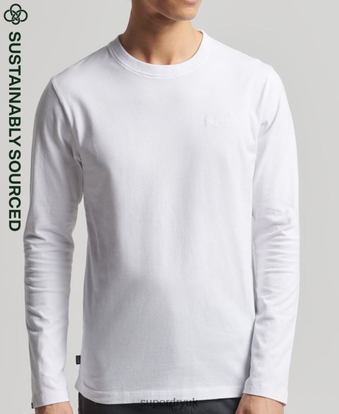 Organic Cotton Vintage Logo Embroidered Top Men White Clothing Superdry 66N8N1539