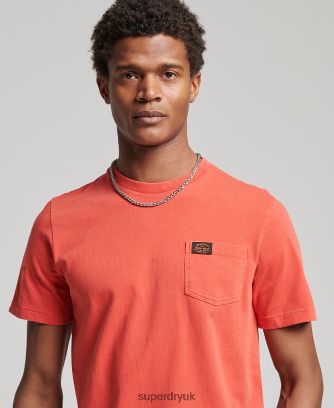 Organic Cotton Workwear Pocket T-Shirt Men Orange Clothing Superdry 66N8N4930