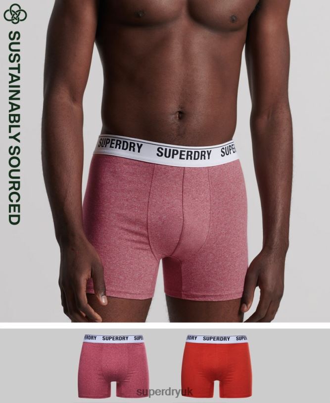 Organic Cotton Boxer Double Pack Men Orange Clothing Superdry 66N8N1638