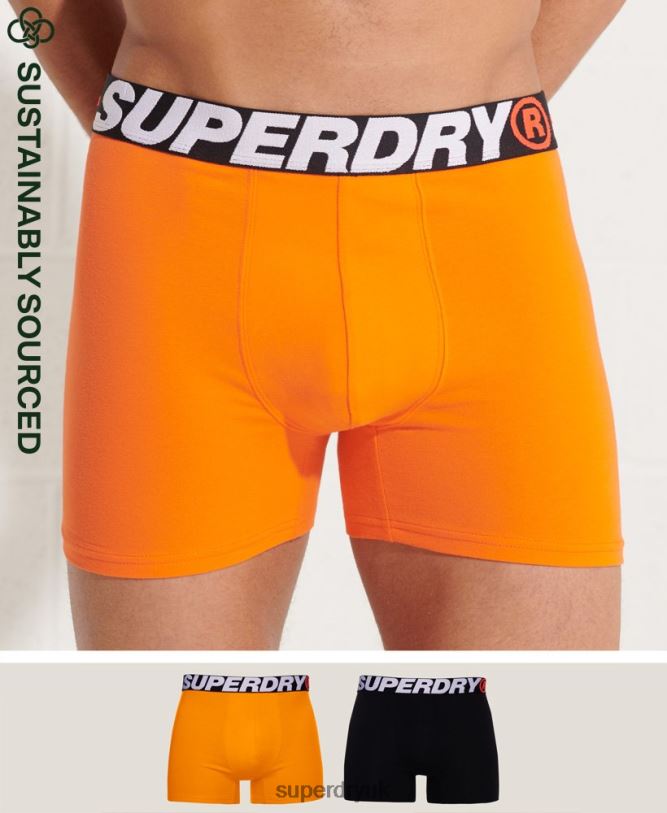 Organic Cotton Boxer Double Pack Men Orange Clothing Superdry 66N8N1881
