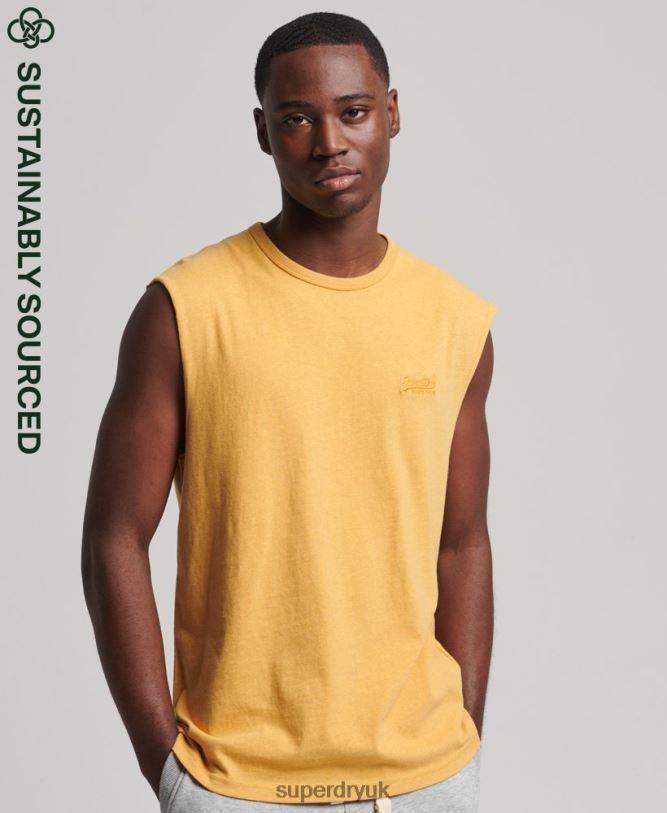 Organic Cotton Classic Tank Top Men Yellow Clothing Superdry 66N8N1529