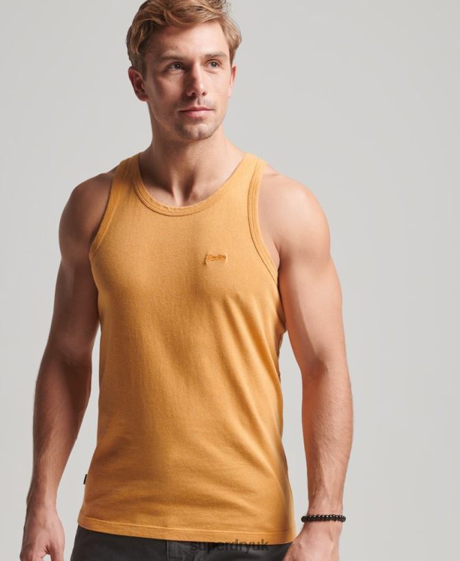Organic Cotton Vintage Logo Vest Top Men Yellow Clothing Superdry 66N8N1517