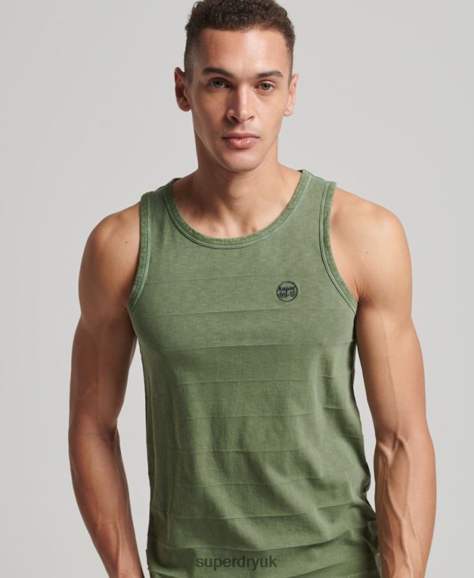 Organic Cotton Vintage Texture Tank Top Men Khaki Clothing Superdry 66N8N44