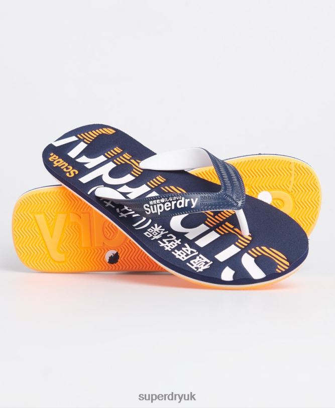 Classic Logo Flip Flops Men Navy Shoes Superdry 66N8N1936