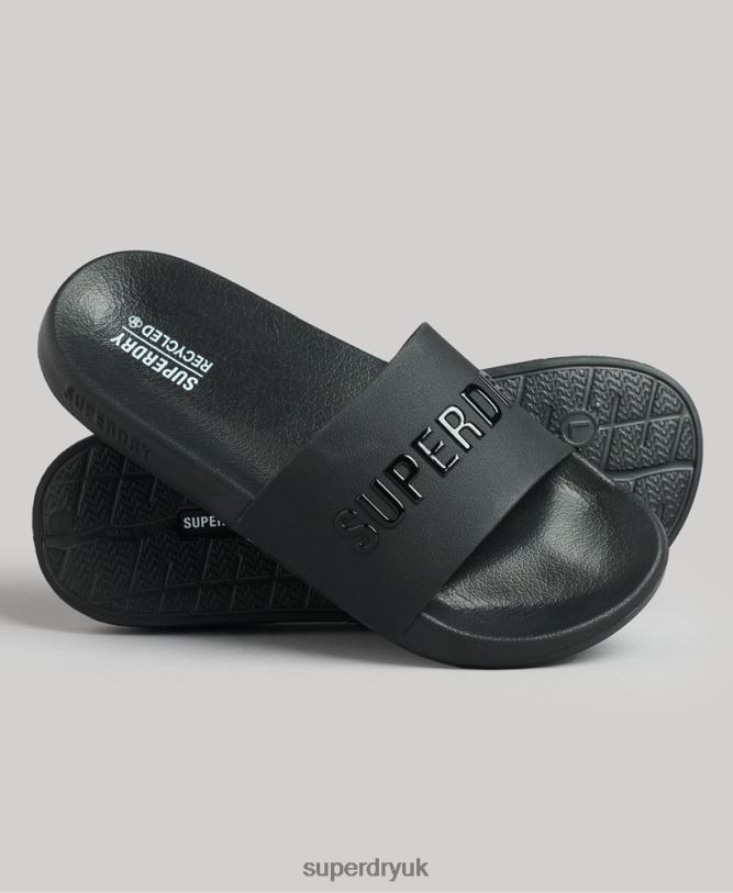 CODE Logo Pool Sliders Men Black Shoes Superdry 66N8N1883