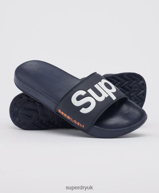 Classic Logo Sliders Men Navy Shoes Superdry 66N8N1952