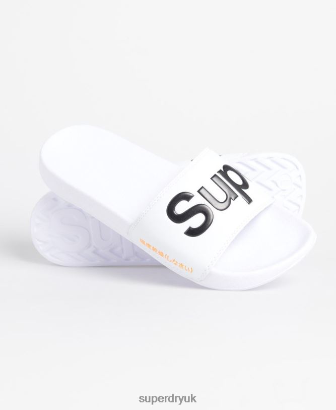 Classic Logo Sliders Men White Shoes Superdry 66N8N1939