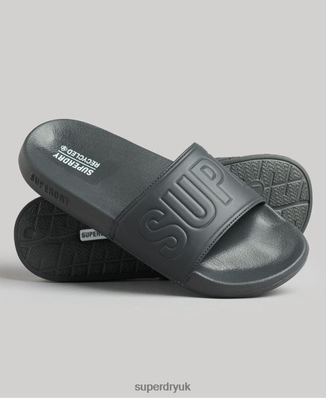 Code Core Pool Sliders Men Dark Grey Shoes Superdry 66N8N1889