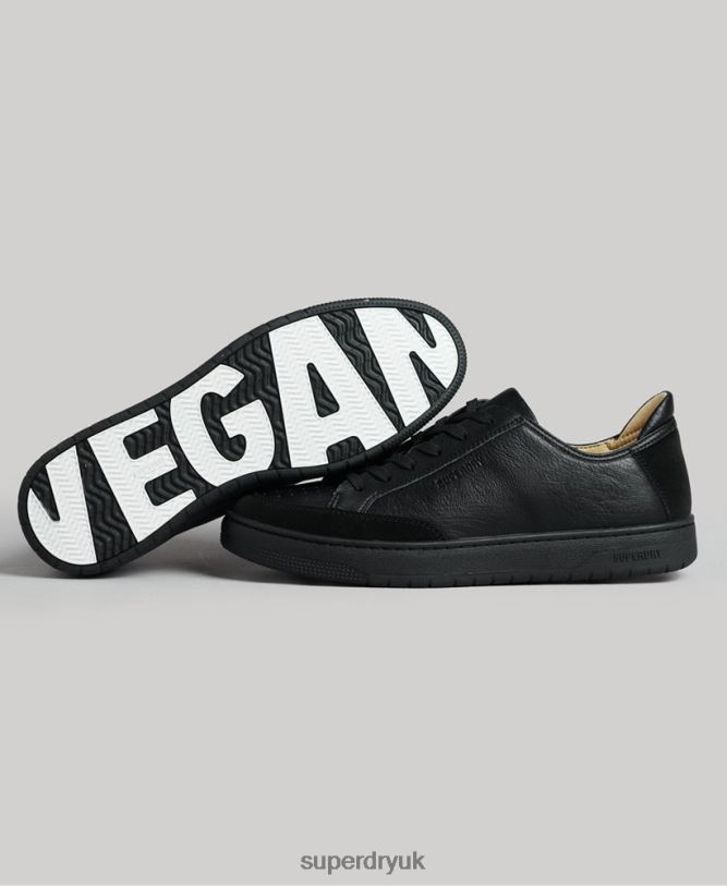 Vegan Basket Low Top Trainers Men Black Shoes Superdry 66N8N1895