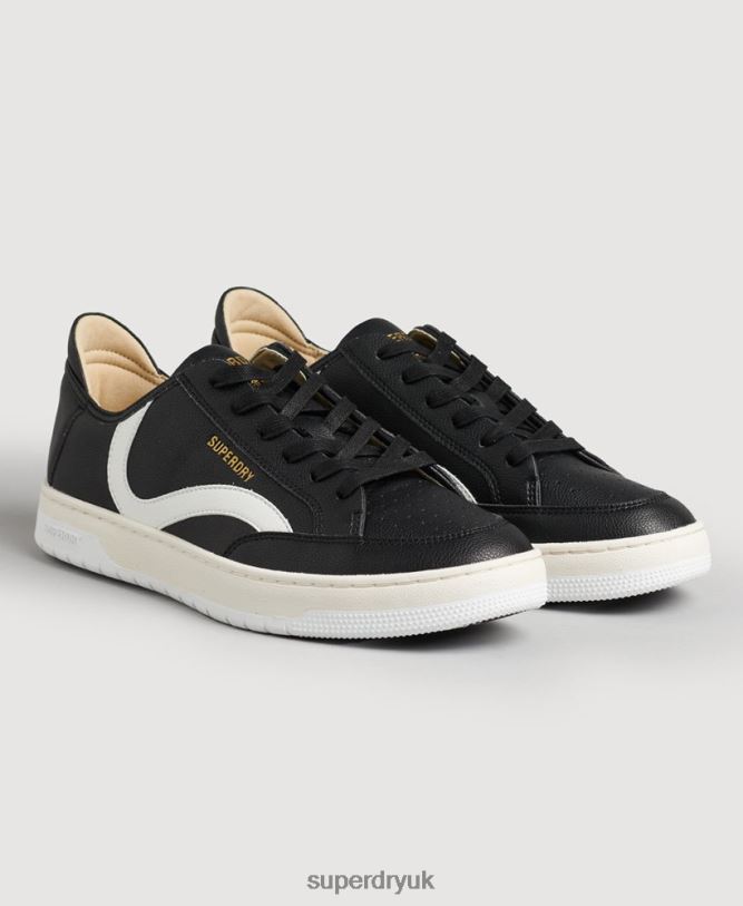 Vegan Basket Low Top Trainers Men Black Shoes Superdry 66N8N1908