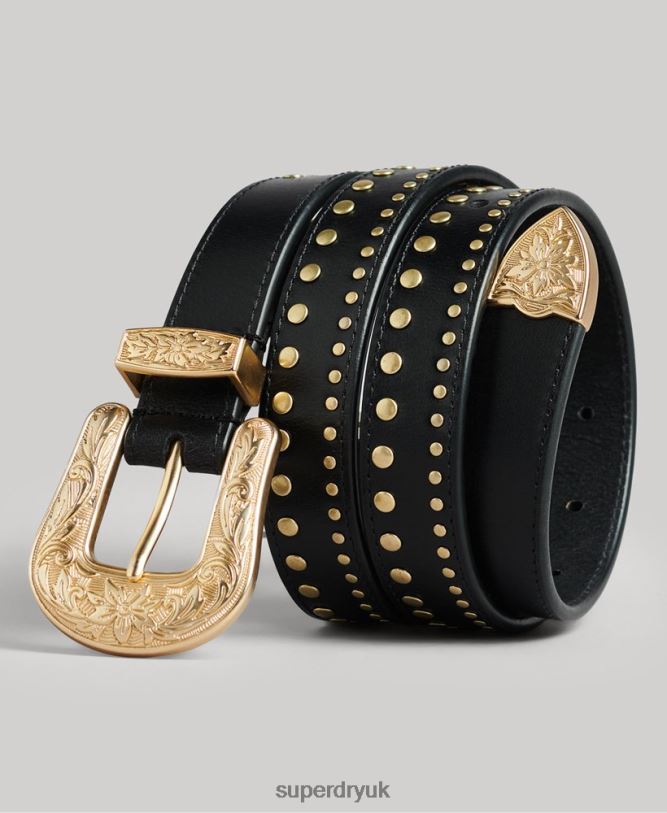 Western Leather Belt Women Black Accessories Superdry 66N8N4216