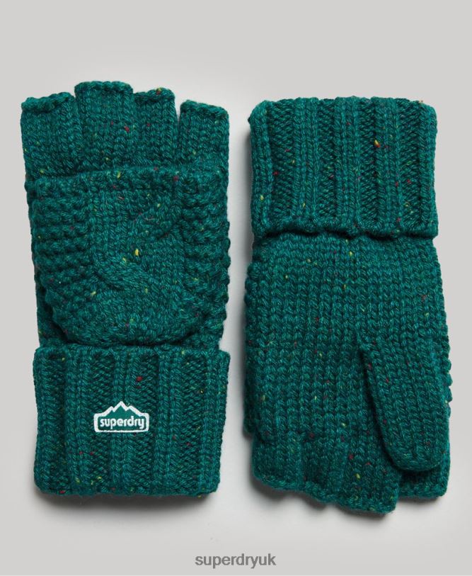 Cable Knit Gloves Women Green Accessories Superdry 66N8N4266