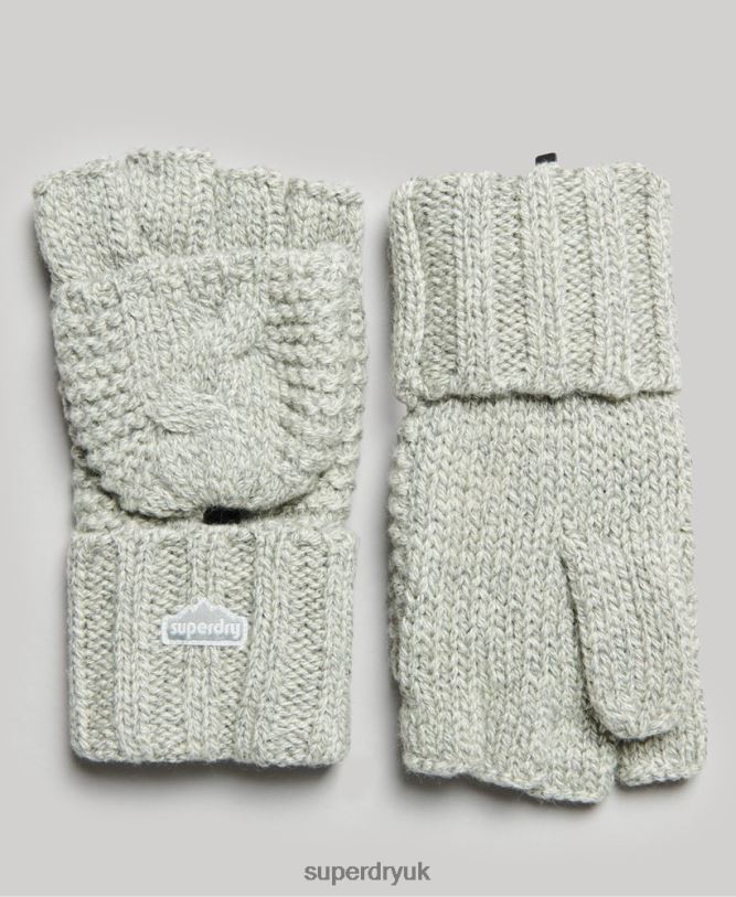 Cable Knit Gloves Women Light Grey Accessories Superdry 66N8N4262