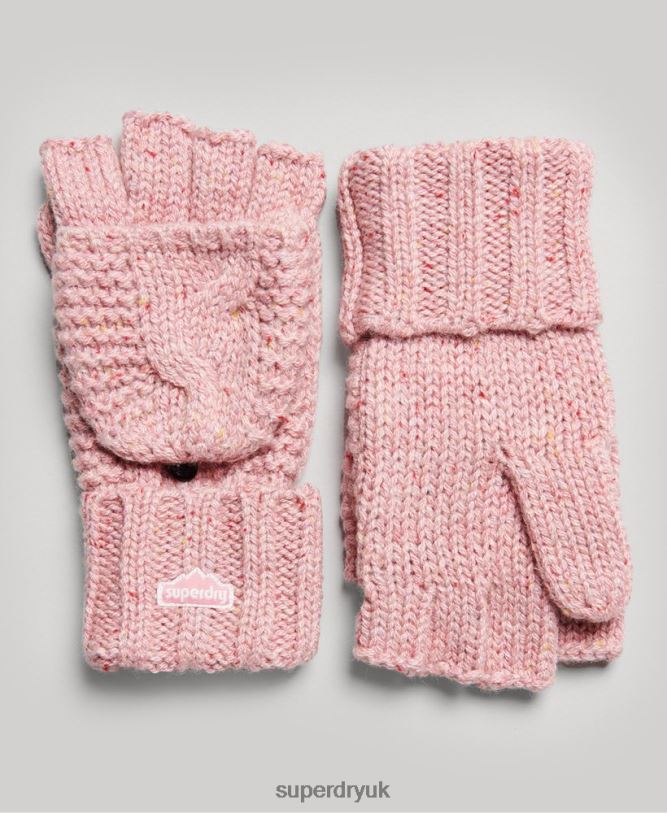 Cable Knit Gloves Women Pink Accessories Superdry 66N8N4264