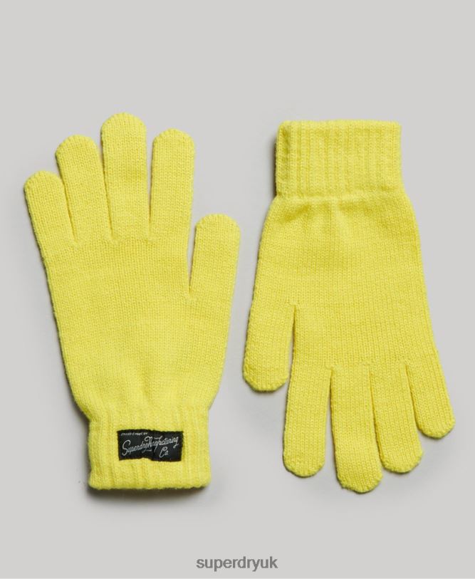 Essential Logo Gloves Women Yellow Accessories Superdry 66N8N1698