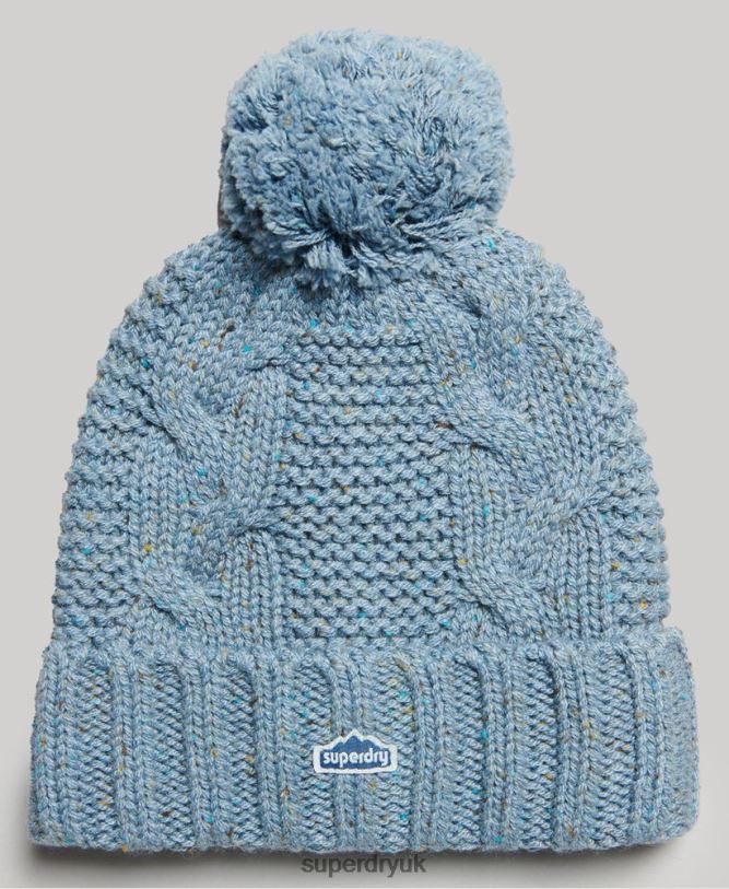 Cable Knit Bobble Beanie Women Light Blue Accessories Superdry 66N8N4259
