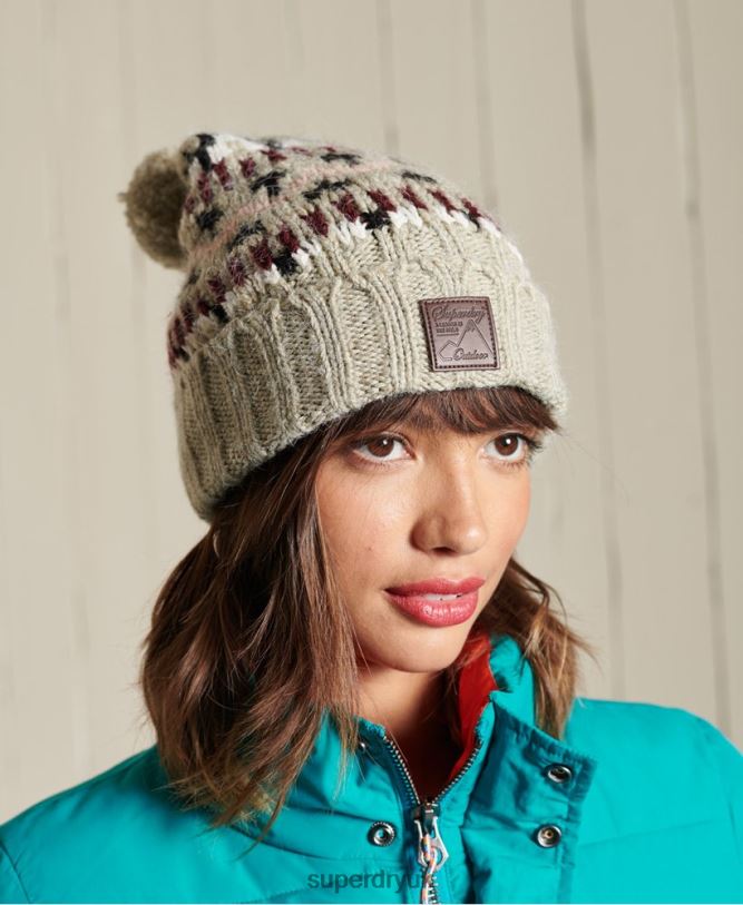 Intarsia Beanie Women Beige Accessories Superdry 66N8N4311