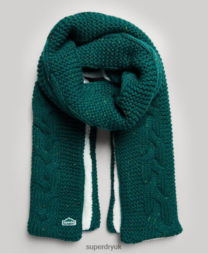 Cable Knit Scarf Women Green Accessories Superdry 66N8N4254